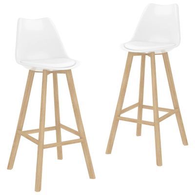 vidaXL Barkrukken 2 st PP en massief beukenhout wit vidaXL Barkrukken 2 st PP en massief beukenhout wit