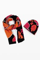 Stof met grote en kleine bloemen - BLACK - U