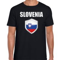 Slovenie landen supporter t-shirt met Sloveense vlag schild zwart heren