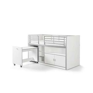 Vipack halfhoogslaper Bonny met bureau - wit - 121x96x207 - Leen Bakker