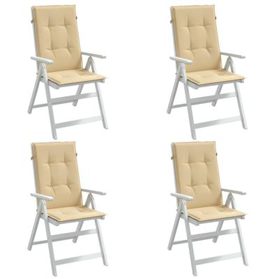 VidaXL Stoelkussens 4 st hoge rug 120x50x4 cm stof gemêleerd beige