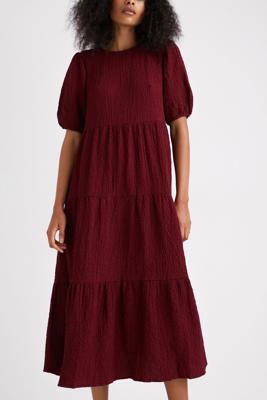 Midi-jurk met textuur - RED - L