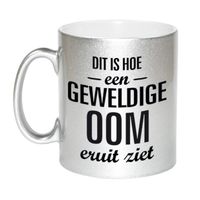 Zilveren geweldige oom cadeau koffiemok / theebeker 330 ml