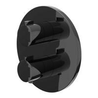 Afbouwdeel IVY Pact Inbouwthermostaat Stop-Omstel Met Rond Rozet Zwart Chroom PVD IVY