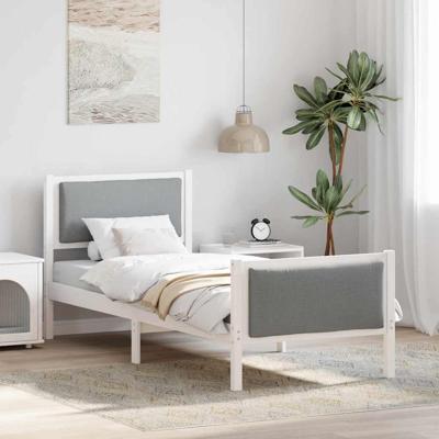 Bedframe met hoofdeinde Lichtgrijs 75 x 190 cm Stof Bedframe met hoofdeinde Lichtgrijs 75 x 190 cm Stof