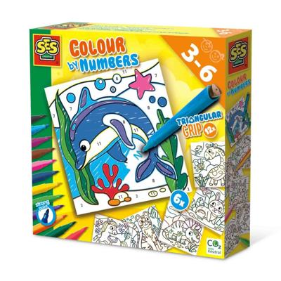 SES Kleuren op nummers driehoek grip stiften