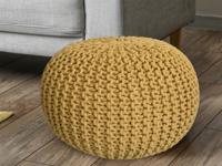 Sophia - Pouf - geel - 100% gerecycled katoen - Ø 55 cm