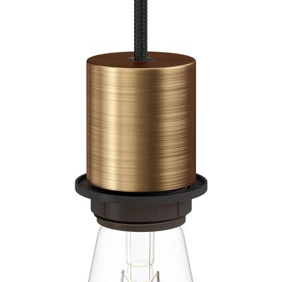Fitting lamp koper e27 glad ontwerp met lampenkap ring