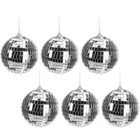 6x Zilveren disco kerstballen 10 cm   -
