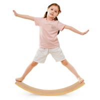 Houten Wiebelbord Bamboe Yoga Kromme Plank met Gepolijste Rand 1,5 cm Dik Natuurlijk Wiebelbord voor Peuter & Volwassene