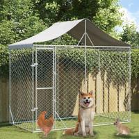 Hondenkennel met dak 3x1,5x2,5 m gegalvaniseerd staal zilver