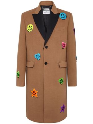 Philipp Plein manteau à patchs - Marron