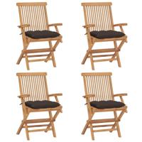 Tuinstoelen 4 st met taupe kussens massief teakhout