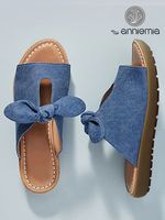 Comfortable Soft Bottom Fashion Knotted Blue Denim Sandals - thumbnail