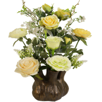 Tulpenvaas gevuld met kunstbloemen zalm wit - thumbnail