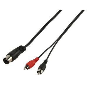 Valueline 5p DIN - 2xRCA 1.20m audio kabel 1,2 m 5-pin DIN Zwart