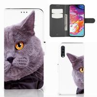 Samsung Galaxy A70 | Telefoonhoesje | Met pasjeshouder | Kat
