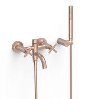 Badkraan Tres Mont Blanc | Opbouw | Mengkraan | Incl.Handdoucheset | 2-weg | hoh 15 cm | 2-hendels | Rond | Rose goud mat 24k