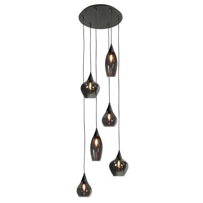 Highlight HanglampCambio zwart 6-lichts smoke glas - H5859.01