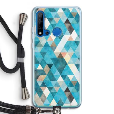Gekleurde driehoekjes blauw: Huawei P20 Lite (2019) Transparant Hoesje met koord