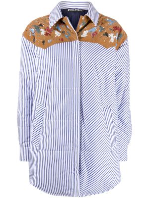 Palm Angels veste rayée à empiècements contrastants - Bleu