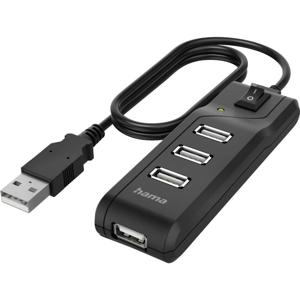 Hama USB 2.0-hub 4 poorten Zwart