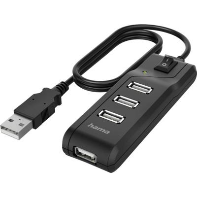 Hama USB 2.0-hub 4 poorten Zwart