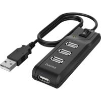 Hama USB 2.0-hub 4 poorten Zwart