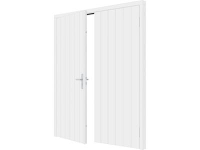 Trendhout Plaatdeur dubbel 2 deuren - 93x211,5 cm + kozijn 200x218,9 cm - wit (incl. hang en sluitwerk)- - Hout- Trendhout