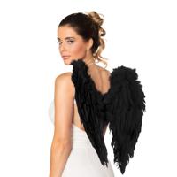 Carnaval/Halloween verkleed engelen vleugels - zwart - 50 cm - dames Carnaval/Halloween verkleed engelen vleugels - zwart - 50 cm - dames