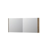 INK SPK1 Spiegelkast - 140x14x60cm - 2 deuren - dubbelzijdige Spiegel - schakelaar en stopcontact - MFC Naturel eiken 1110760