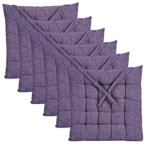 Stoelkussen Decorama - 6x - binnen/buiten - paars - 40 x 40 x 5cm - polyester