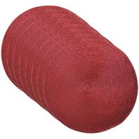 Placemat - Set van 12x stuks - metallic rood - dia 38 cm - rond - onderlegger - kerstdiner/diner pla
