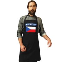 Tsjechische vlag keukenschort/ barbecueschort zwart heren en dames   - - thumbnail