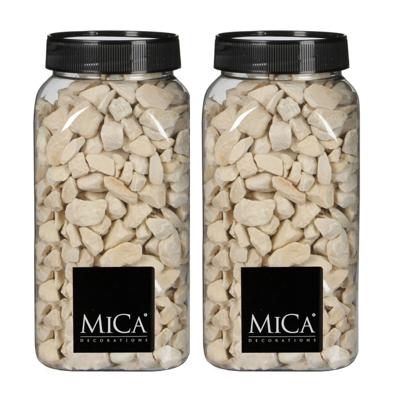 Mica Decorations decoratie steentjes - 2x - creme wit - 1 kilo - 650ml - hobby steentjes