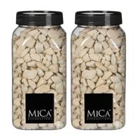 Mica Decorations decoratie steentjes - 2x - creme wit - 1 kilo - 650ml - hobby steentjes