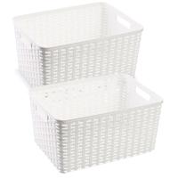 Opbergmand - 4x stuks - Kastmand - rotan kunststof - wit - 18 Liter - 29 x 39 x 20 cm