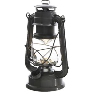 Lumineo Stormlantaarn - LED licht - antraciet grijs - 24 cm - Campinglamp/campinglicht   -