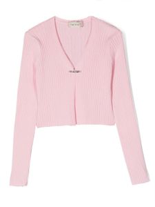 TWINSET Kids cardigan nervuré à manches longues - Rose