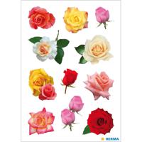 Gekleurde rozen bloemen thema stickers - 33x stuks - kinderstickers - stickervellen - decoratie arti