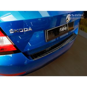 Zwart RVS Bumper beschermer passend voor Skoda Fabia III HB 5-deurs Facelift 2018- 'Ribs' AV245194