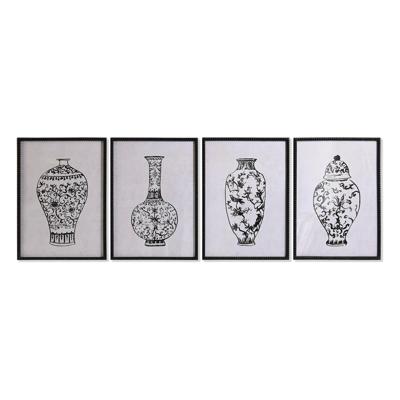 Schilderij DKD Home Decor Spar Kristal Vaas (50 x 70 x 2,5 cm) (4 Stuks)