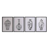 Schilderij DKD Home Decor Spar Kristal Vaas (50 x 70 x 2,5 cm) (4 Stuks)