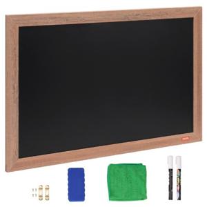 VEVOR magnetisch krijtbord met houten frame 508 x 762 mm, magnetisch verzamelbord 432 x 686 mm, verticaal of horizontaal hangend incl. 2 krijtstiften & gum & doek, wandmontagestandaard