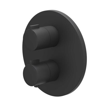 Afbouwdeel IVY Pact Inbouwthermostaat Symmetry 2-Weg Stop-Omstel Met Rond Rozet Mat Zwart PED