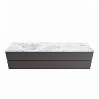 MONDIAZ VICA-DLUX 200cm badmeubel onderkast Dark grey 4 lades. Inbouw wastafel CLOUD links 1 kraangat, kleur Glace. - thumbnail