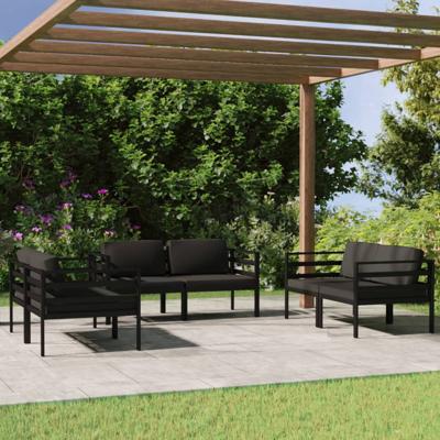 6-delige Loungeset met kussens aluminium antracietkleurig