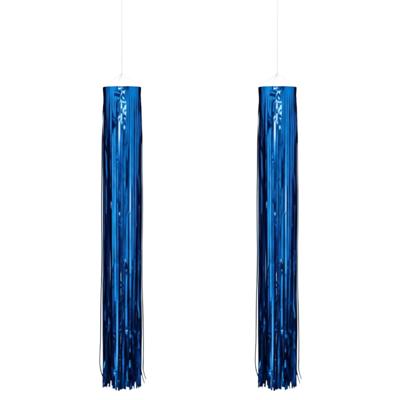 Feest hanger - 2x - L80 cm - blauw - glitter - kunststof - disco/seventies - feestversiering Feest hanger - 2x - L80 cm - blauw - glitter - kunststof - disco/seventies - feestversiering