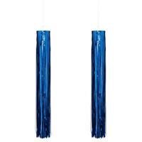 Feest hanger - 2x - L80 cm - blauw - glitter - kunststof - disco/seventies - feestversiering