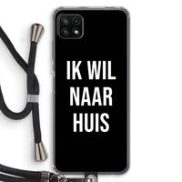 Ik wil naar huis - Zwart: Samsung Galaxy A22 5G Transparant Hoesje met koord